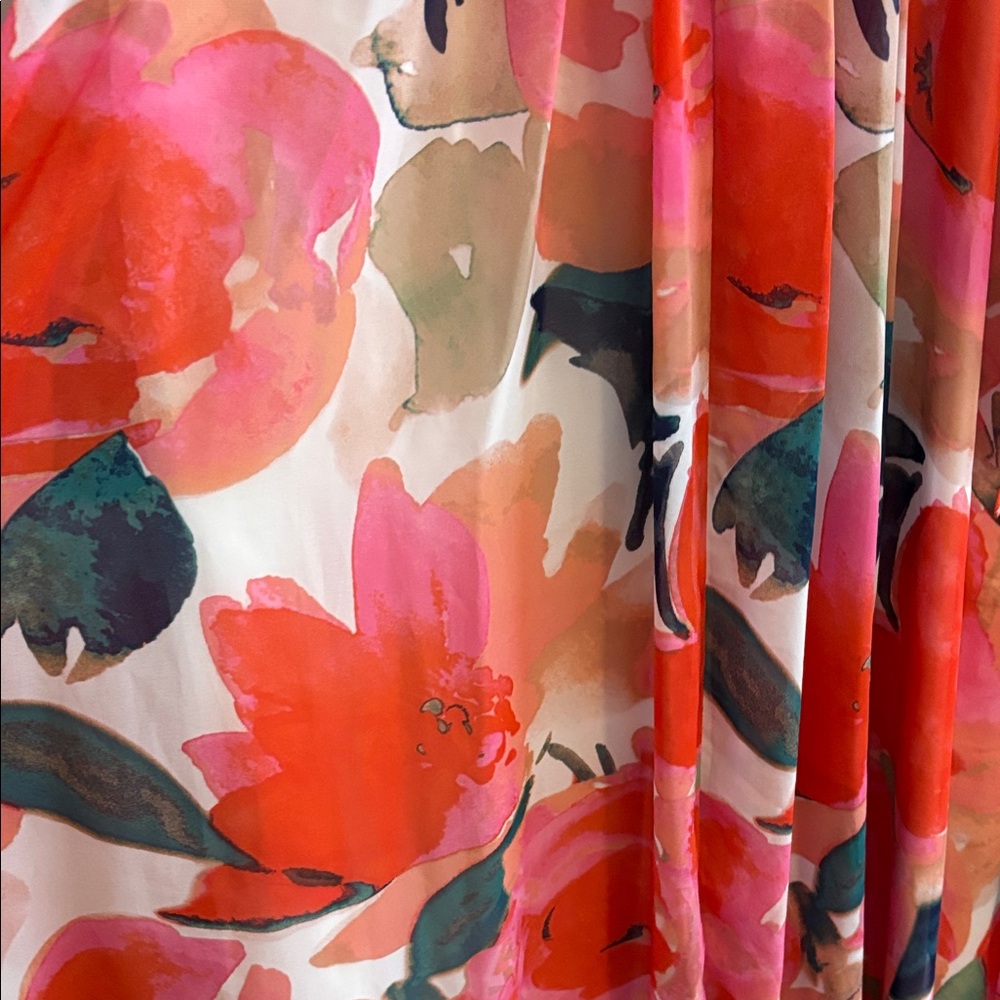 Eliza J Vibrant Multicolor Floral Print Lined Sz 10 One Shoulder Bow Detail - Picture 10 of 13